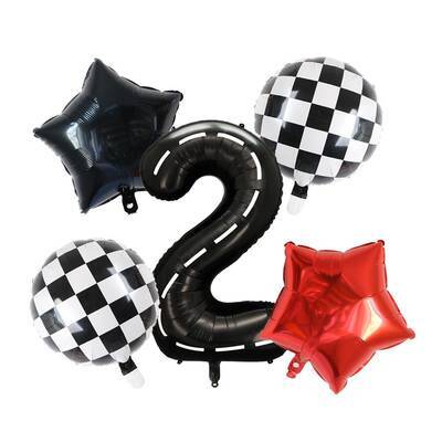 Siyah Yarış Pisti Damalı 2 Yaş Folyo Balon Set - 1