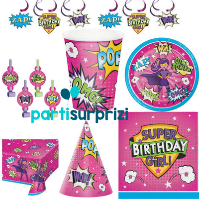 Superhero Birthday Girl Parti Seti 8 Kişilik - 1