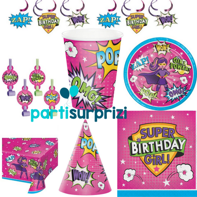 Superhero Birthday Girl Parti Seti 8 Kişilik