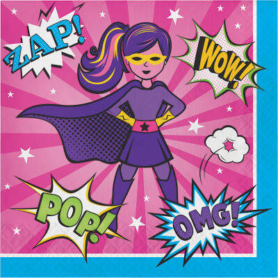 Superhero Girl Teması Peçete 16 Adet - 1