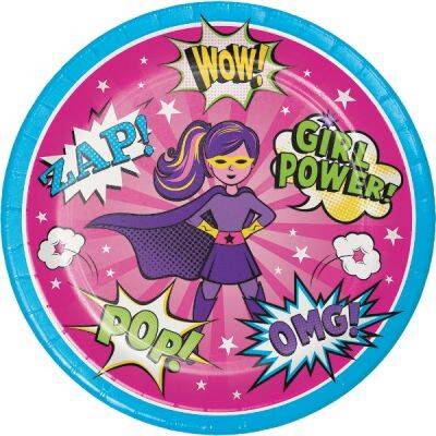 Superhero Girl Teması Tabak 8 Adet - 1