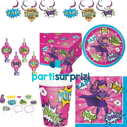 Superhero Girl Power Parti Seti 8 Kişilik - Parti Sürprizi