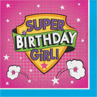 Superhero Birthday Girl Peçete 16 Adet