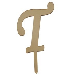 T Harf Aynalı Altın Pleksi 7 cm - Parti Sürprizi