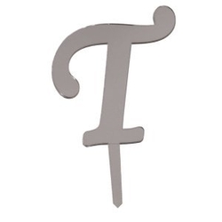 T Harf Aynalı Gümüş Pleksi 7 cm - Parti Sürprizi