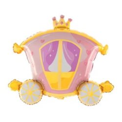 Taçlı Prenses Arabası Pembe Folyo Balon 1 Adet - Parti Sürprizi