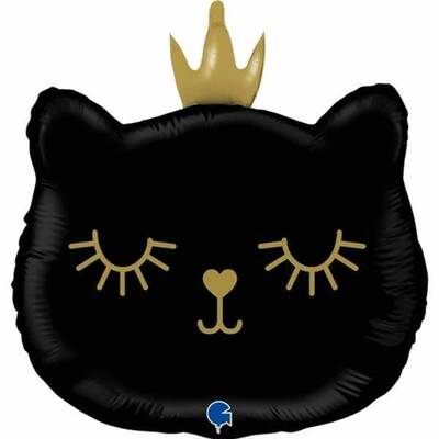Taçlı Siyah Kedi Folyo Balon 1 Adet - 1