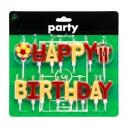Taraftar Temalı Futbol Topu Happy Birthday Sarı Kırmızı Mum Set - Parti Sürprizi