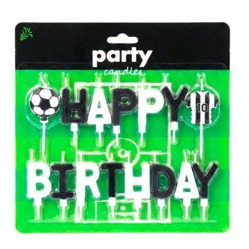 Taraftar Temalı Futbol Topu Happy Birthday Siyah Beyaz Mum Set - 1