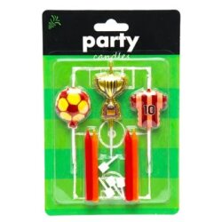 Taraftar Temalı Futbol Topu Kupa Sarı Kırmızı 7 li Mum Set - Parti Sürprizi