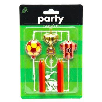 Taraftar Temalı Futbol Topu Kupa Sarı Kırmızı 7 li Mum Set - 1