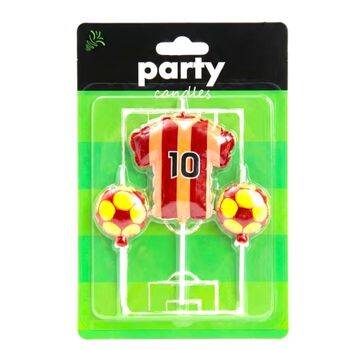 Taraftar Temalı Futbol Topu Sarı Kırmızı Mum Set - 1