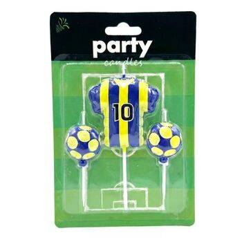 Taraftar Temalı Futbol Topu Sarı Lacivert Mum Set - 1