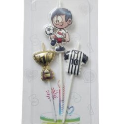 Taraftar Temalı Siyah Beyaz Futbolcu Mum Set - Parti Sürprizi