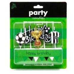 Taraftar Temalı Siyah Beyaz Happy Birthday Kupa Şekilli Mum Set - Parti Sürprizi