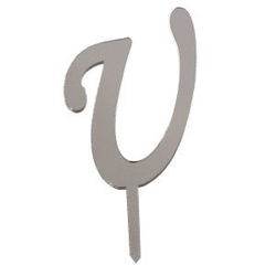 U Harf Aynalı Gümüş Pleksi 7 cm - Parti Sürprizi