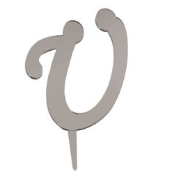 Ü Harf Aynalı Gümüş Renk Pleksi 7 cm - Parti Sürprizi