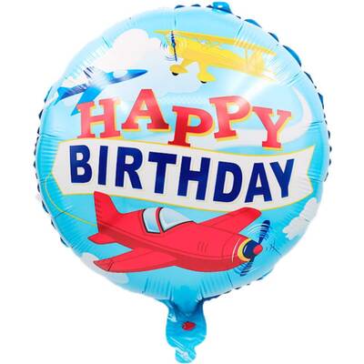 Uçak Happy Birthday Folyo Balon 1 Adet
