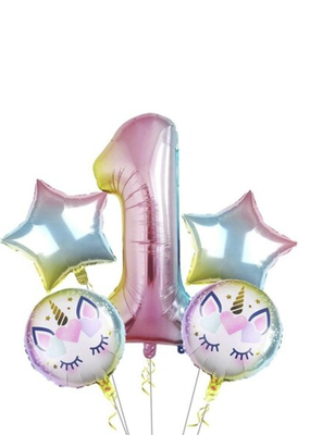 Unicorn 1 Yaş Folyo Balon Set - 1