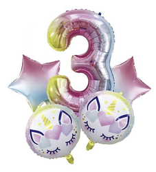Unicorn 3 Yaş Folyo Balon Set - Parti Sürprizi