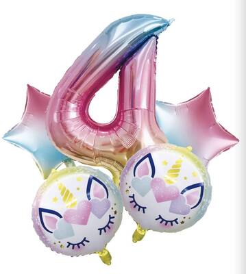 Unicorn 4 Yaş Folyo Balon Set