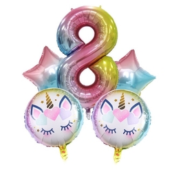 Unicorn 8 Yaş Folyo Balon Set - Parti Sürprizi