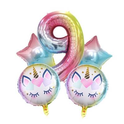Unicorn 9 Yaş Folyo Balon Set - 1