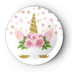 Unicorn Çiçekli Tabak 23 cm 8 Adet - Parti Sürprizi