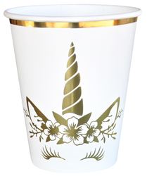 Unıcorn Gold Baskılı Bardak 6 Adet - Parti Sürprizi