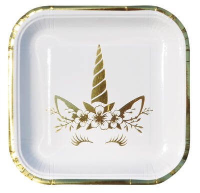 Unıcorn Gold Baskılı Kare Tabak 6 Adet - 1