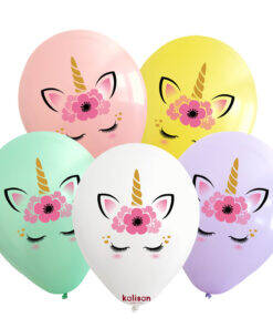 Unicorn Gold Baskılı Latex Balon 10 Adet - 1