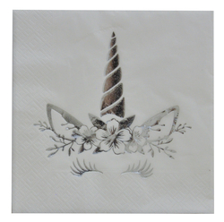 Unıcorn Gümüş Baskılı Peçete 16 Adet - Parti Sürprizi