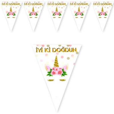 Unicorn İyi ki Doğdun Bayrak Afiş - 1
