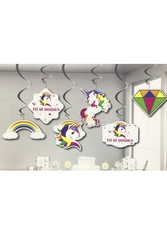 Unicorn Sarkıt Tavan Süs 6 Adet - Parti Sürprizi