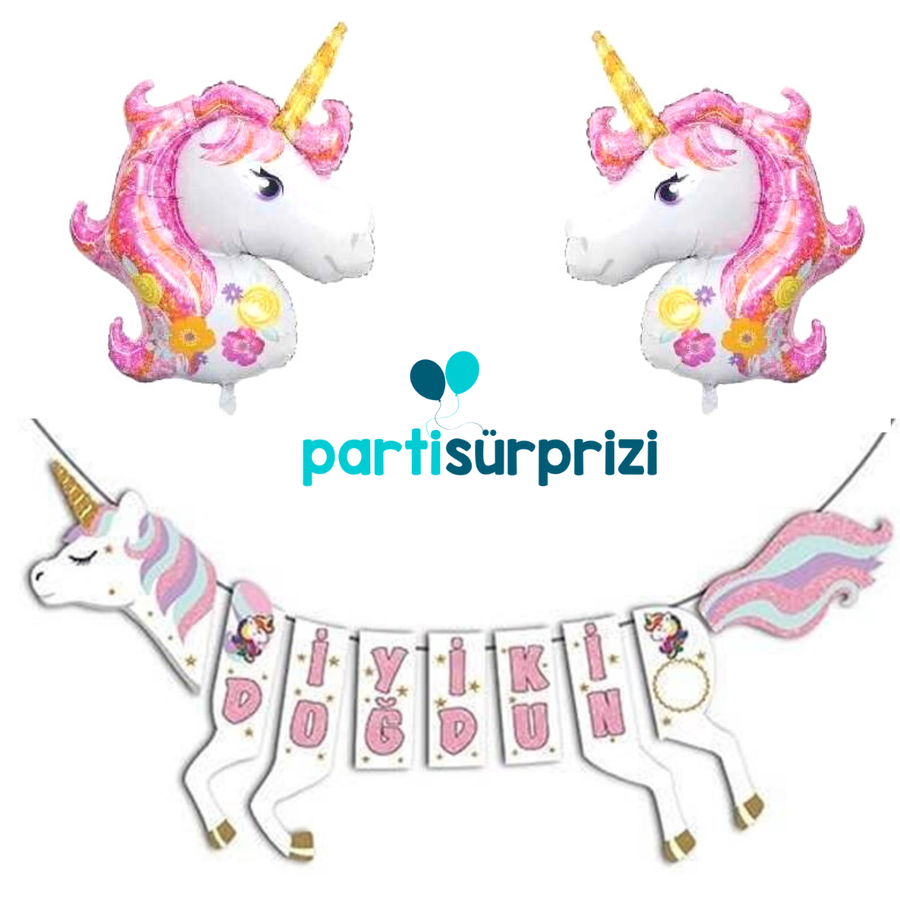 Unicorn Şekilli İyi Ki Doğdun Folyo Balon Set