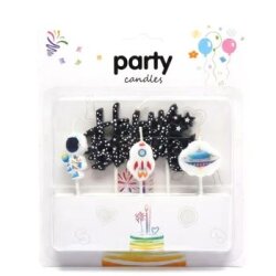 Uzay Teması Happy Birthday 3lü Mum Set - Parti Sürprizi