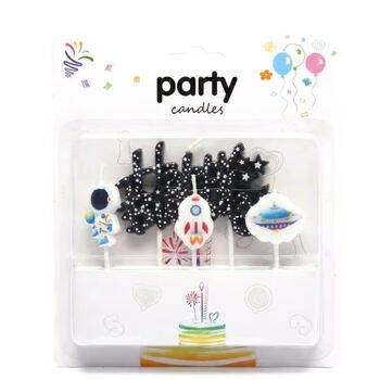Uzay Teması Happy Birthday 3lü Mum Set - 1