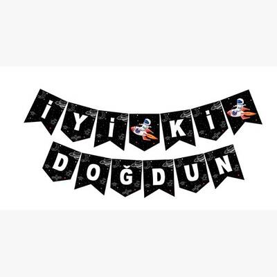 Uzay Teması İyi Ki Doğdun Harf Afiş - 1