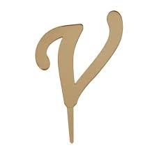 V Harf Aynalı Altın Pleksi 7 cm - Parti Sürprizi