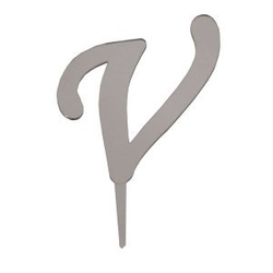 V Harf Aynalı Gümüş Pleksi 7 cm - Parti Sürprizi