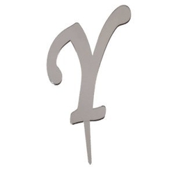 Y Harf Aynalı Gümüş Pleksi 7 cm - Parti Sürprizi