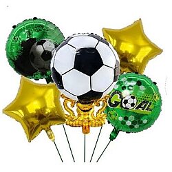 Yeşil Futbol Topu Yıldızlı Folyo Balon Set - Parti Sürprizi