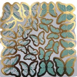 Yeşil Gold Varaklı Kelebek Pasta Dekor Süs 42 Adet - Parti Sürprizi