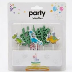 Yeşil Happy Birthday Dinozor 3lü Mum - Parti Sürprizi