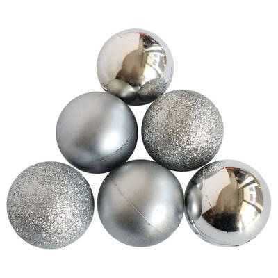 Yılbaşı Çam Ağacı Gümüş 6 cm Top Süs 6 Adet - 1