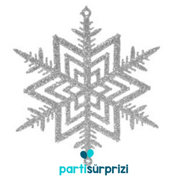 Yılbaşı Çam Ağacı Gümüş Kar Tanesi Süs 10 cm 5 Adet - Parti Sürprizi