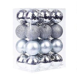 Yılbaşı Çam Ağacı Gümüş Top Süs 16 Adet 6 cm - 1