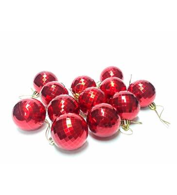 Yılbaşı Çam Ağacı 5 cm Kırmızı Disko Topu Şekilli Süs