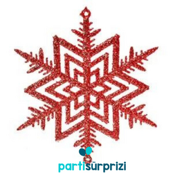 Yılbaşı Çam Ağacı Kırmızı Kar Tanesi Süs 10 cm 5 Adet - Parti Sürprizi