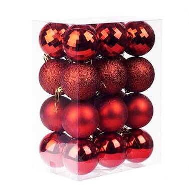 Yılbaşı Çam Ağacı Kırmızı Top Süs 16 Adet 6 cm - 1
